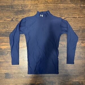 Under Armour Navy Mock Neck Long Sleeve Compression Top